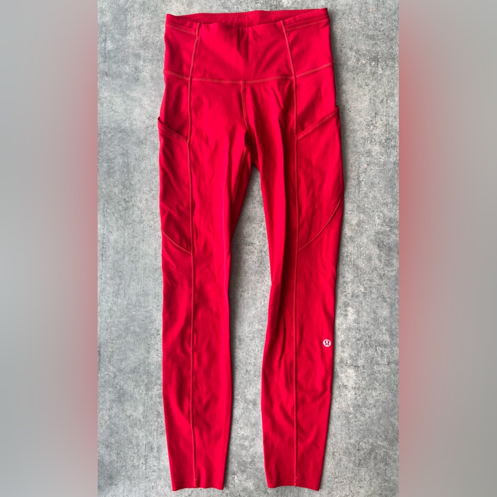 Lululemon Athletica Dark Red Fast and Free Leggings HR Size 2
